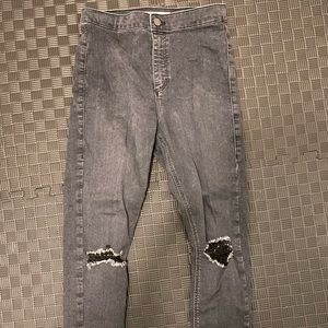 TopShop Joni Jeans Grey Ripped Knees